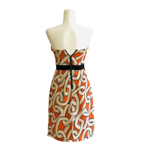 The Limited Dress Orange Cream Chainlink Strapless Faux Wrap Drape Front Size 0 - Picture 5 of 12